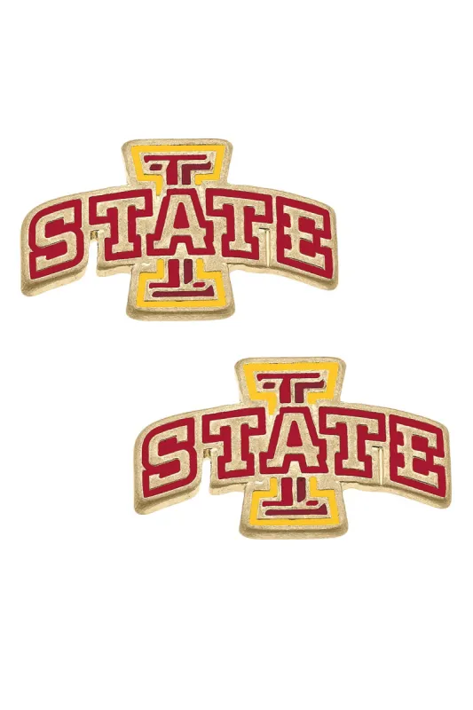 Iowa State Cyclones Enamel Stud Earrings in Cardinal/Gold - FINAL SALE sold by Canvas Style