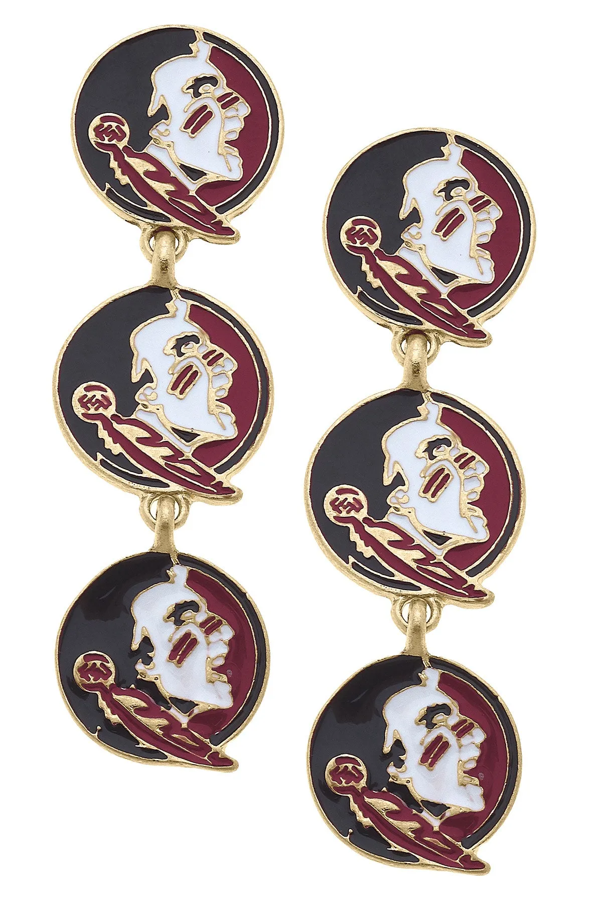Florida State Seminoles Triple Drop Enamel Earrings - FINAL SALE sold by Canvas Style
