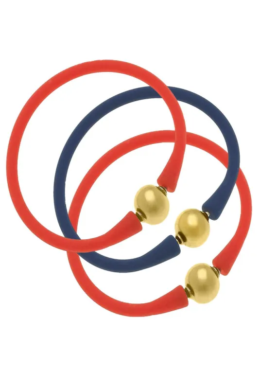 Bali Game Day 24K Gold Bracelet Set of 3 in Orange & Navy sold by Canvas Style