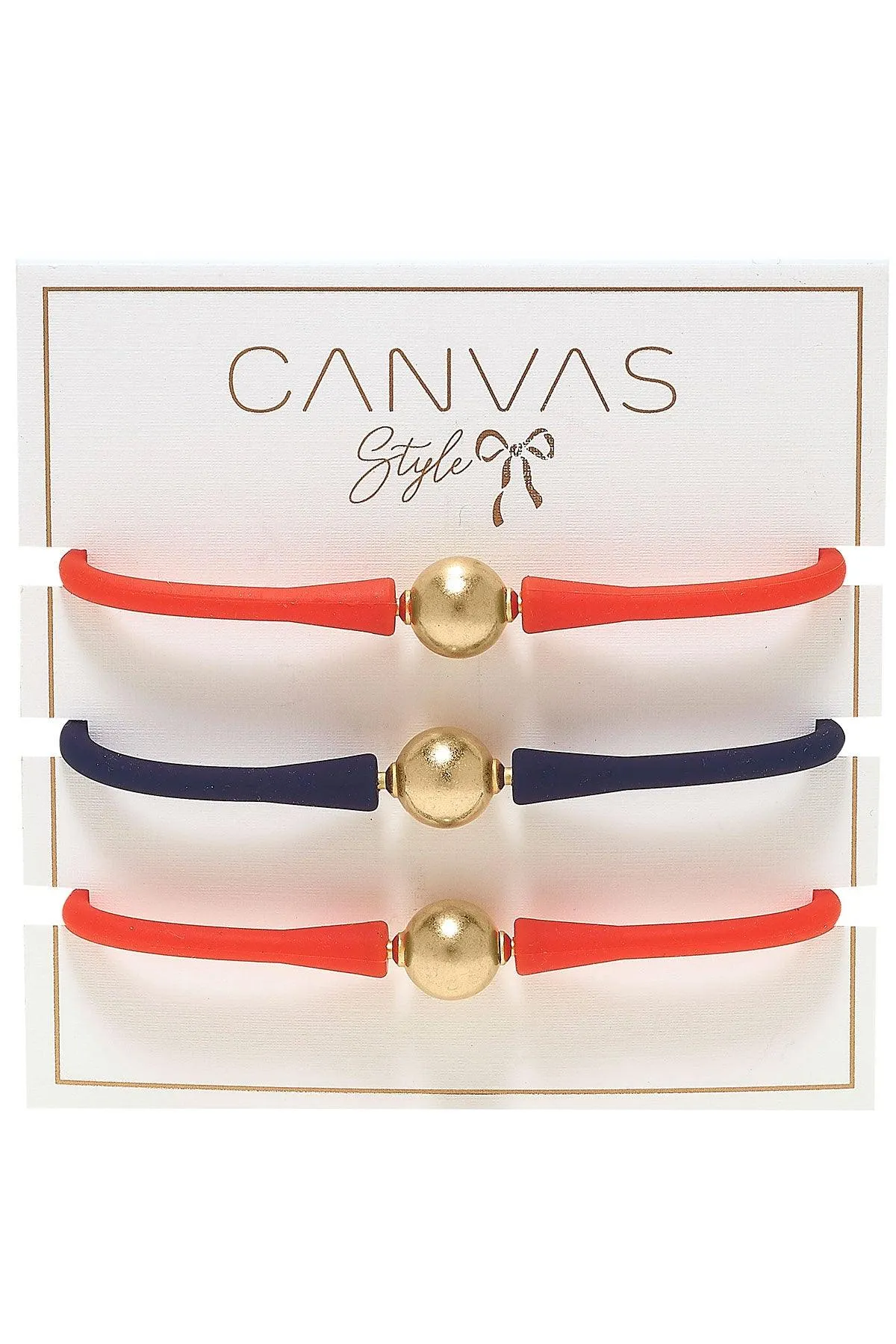 Bali Game Day 24K Gold Bracelet Set of 3 in Orange & Navy sold by Canvas Style product image thumbnail 2