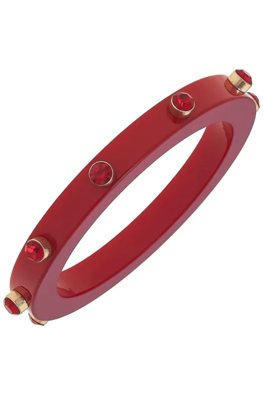 Renee Resin and Rhinestone Bangle in Red made by Canvas