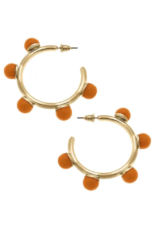 Allison Resin Beaded Hoop Earrings in Orange sold by Canvas Style