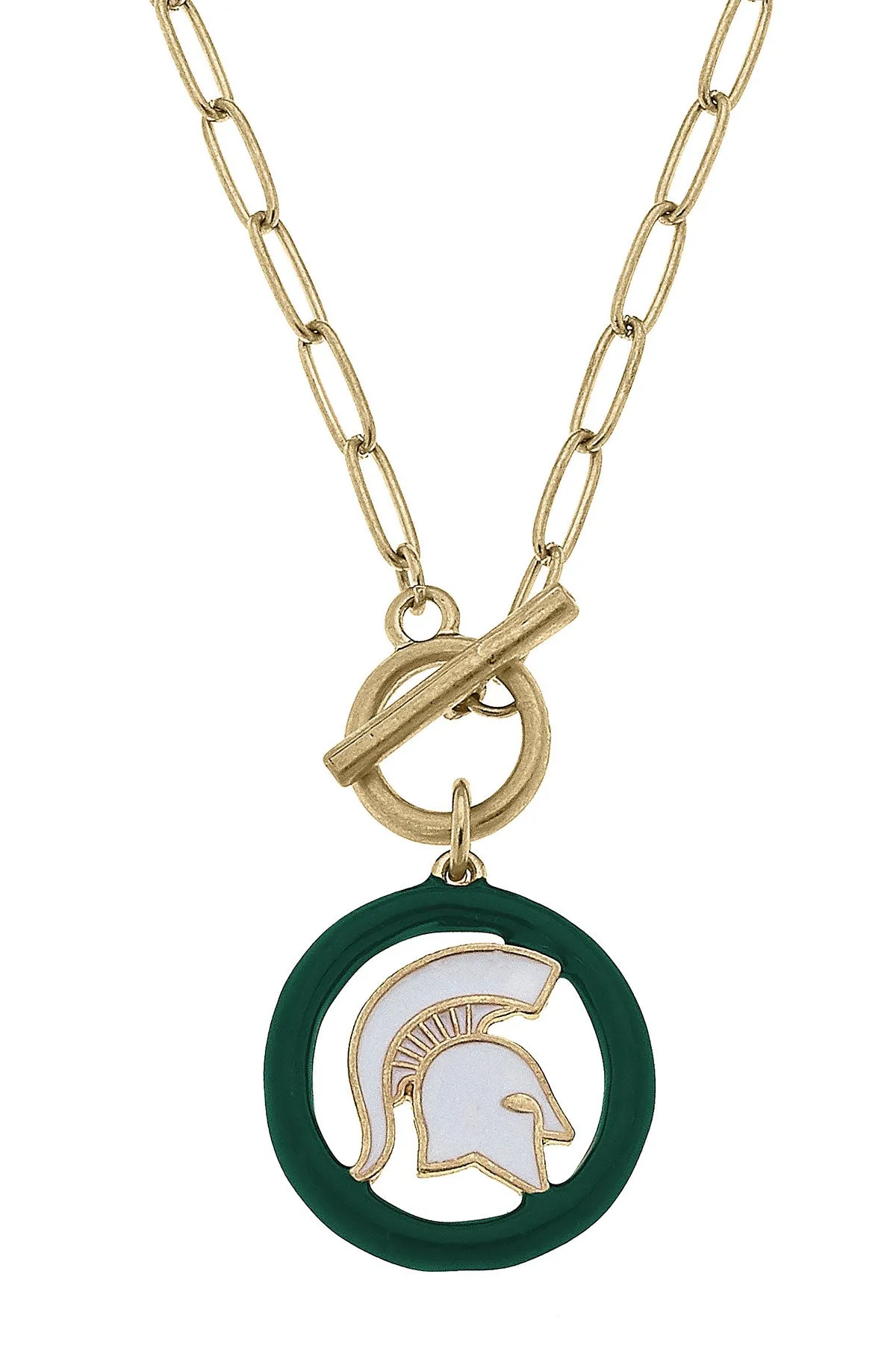 Michigan State Spartans Logo Enamel T-Bar 16" Necklace sold by Canvas Style