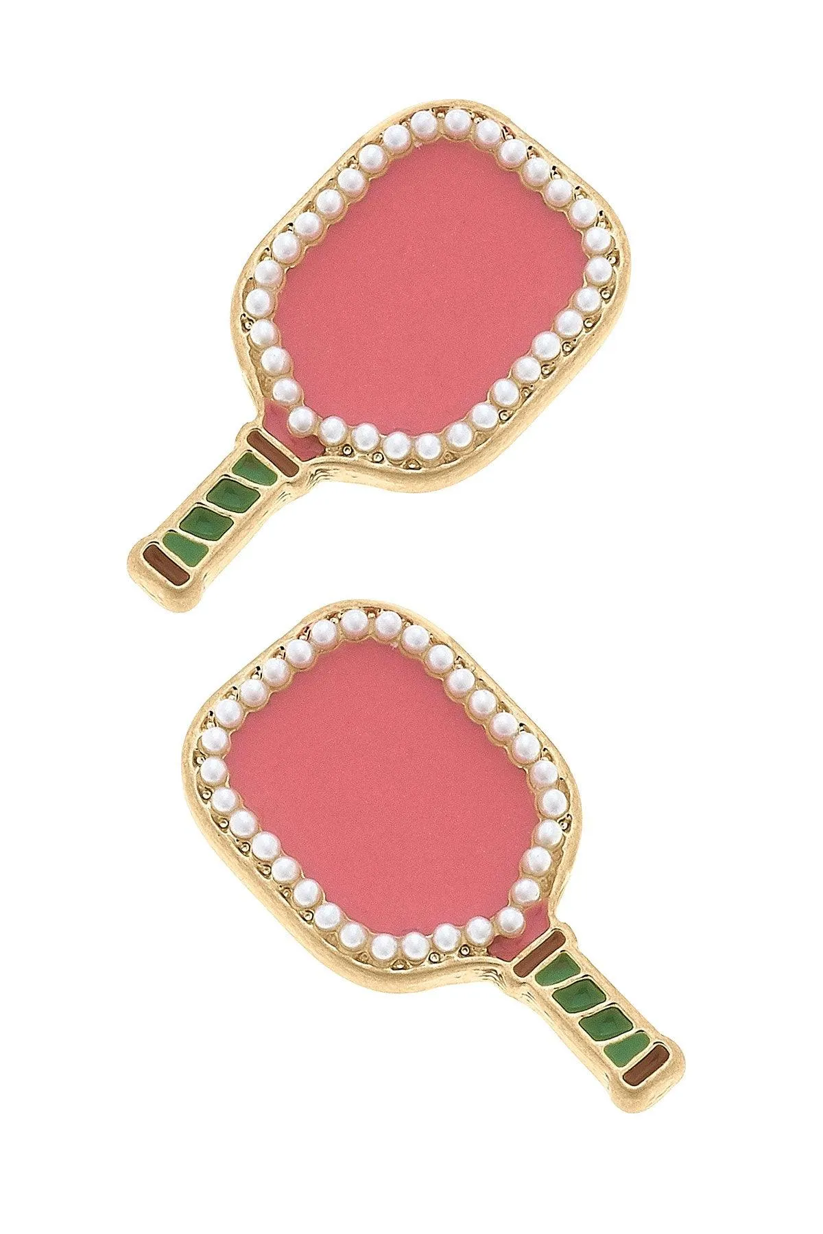 Ellie Pickleball Paddle Stud Earrings in Pink sold by Canvas Style