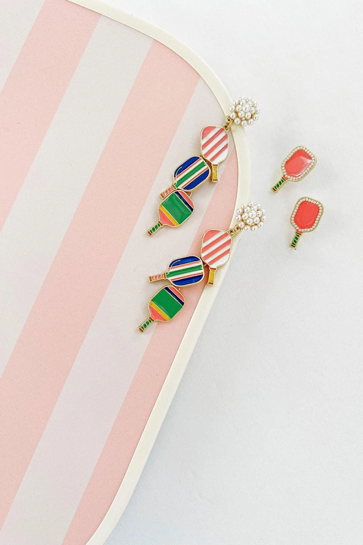 Ellie Pickleball Paddle Stud Earrings in Pink sold by Canvas Style product image thumbnail 2