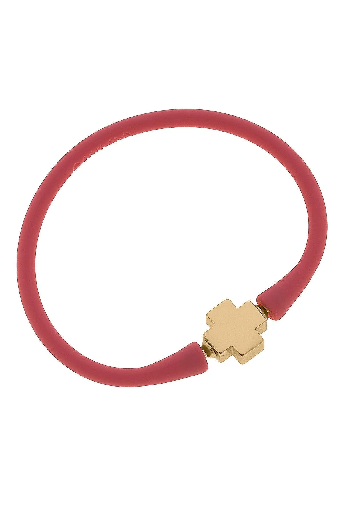 Bali 24K Gold Plated Cross Bead Silicone Bracelet in Pink - FINAL SALE sold by Canvas Style
