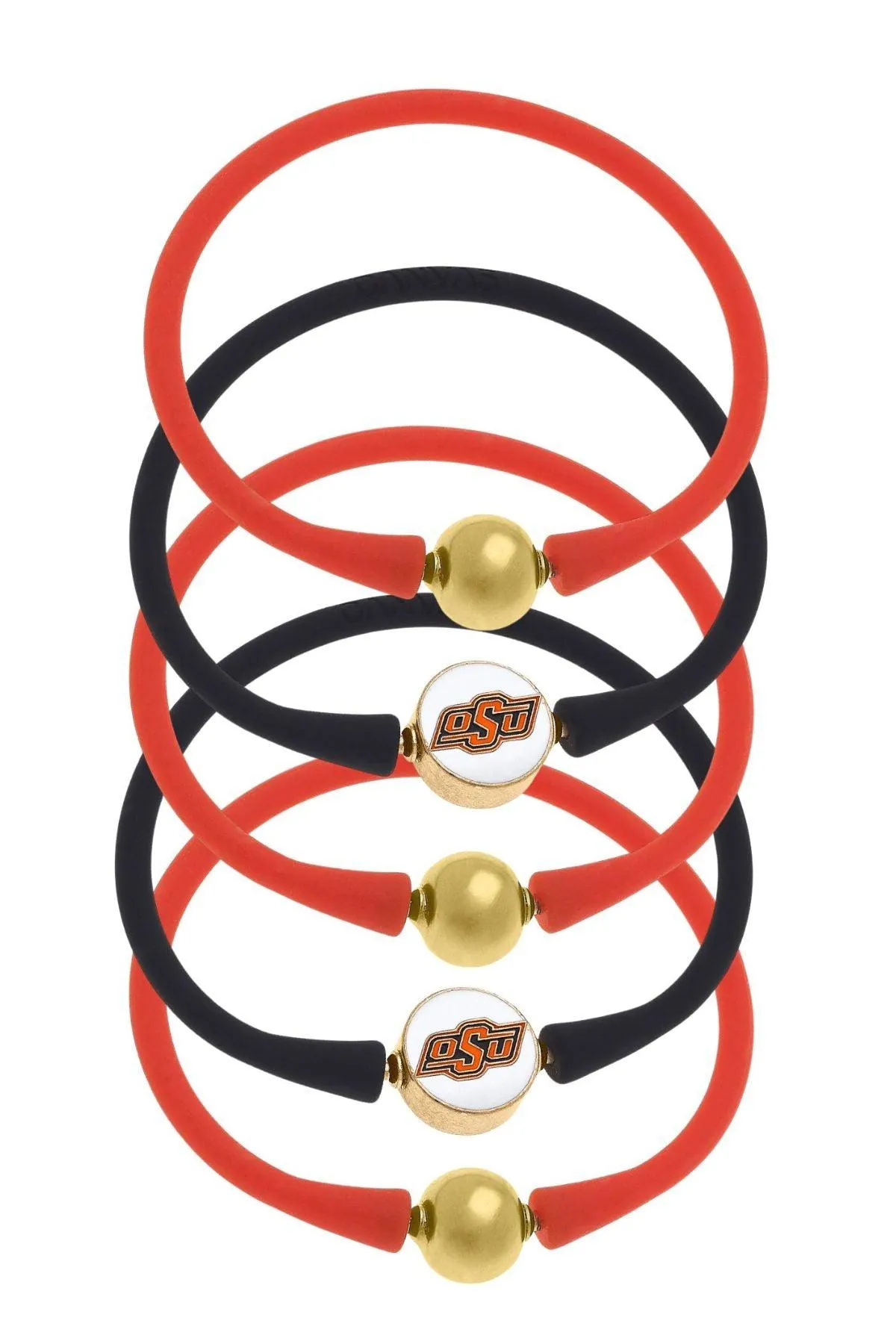 Oklahoma State Cowboys 24K Gold Plated Bali Bracelet Stack (Set of 5) sold by Canvas Style