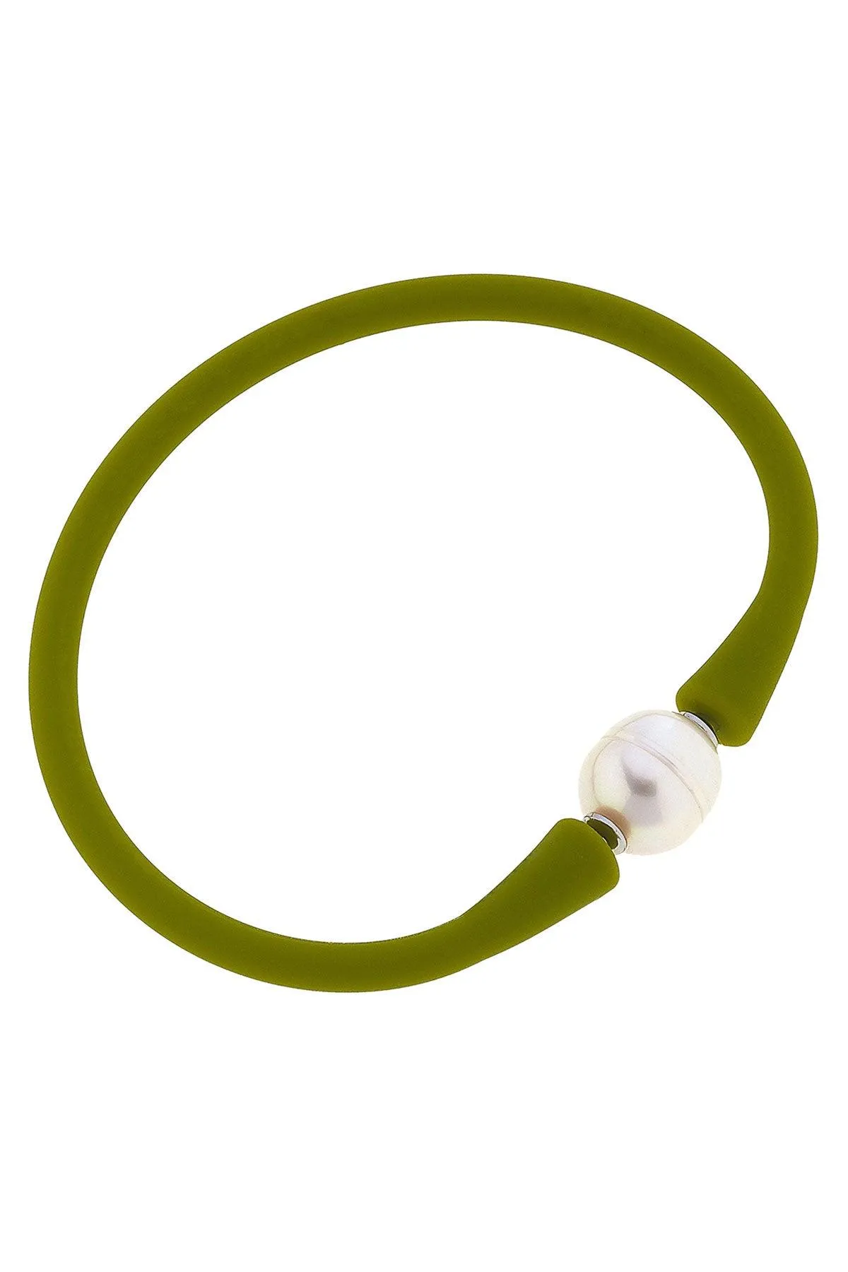 Bali Freshwater Pearl Silicone Bracelet in Peridot - FINAL SALE sold by Canvas Style