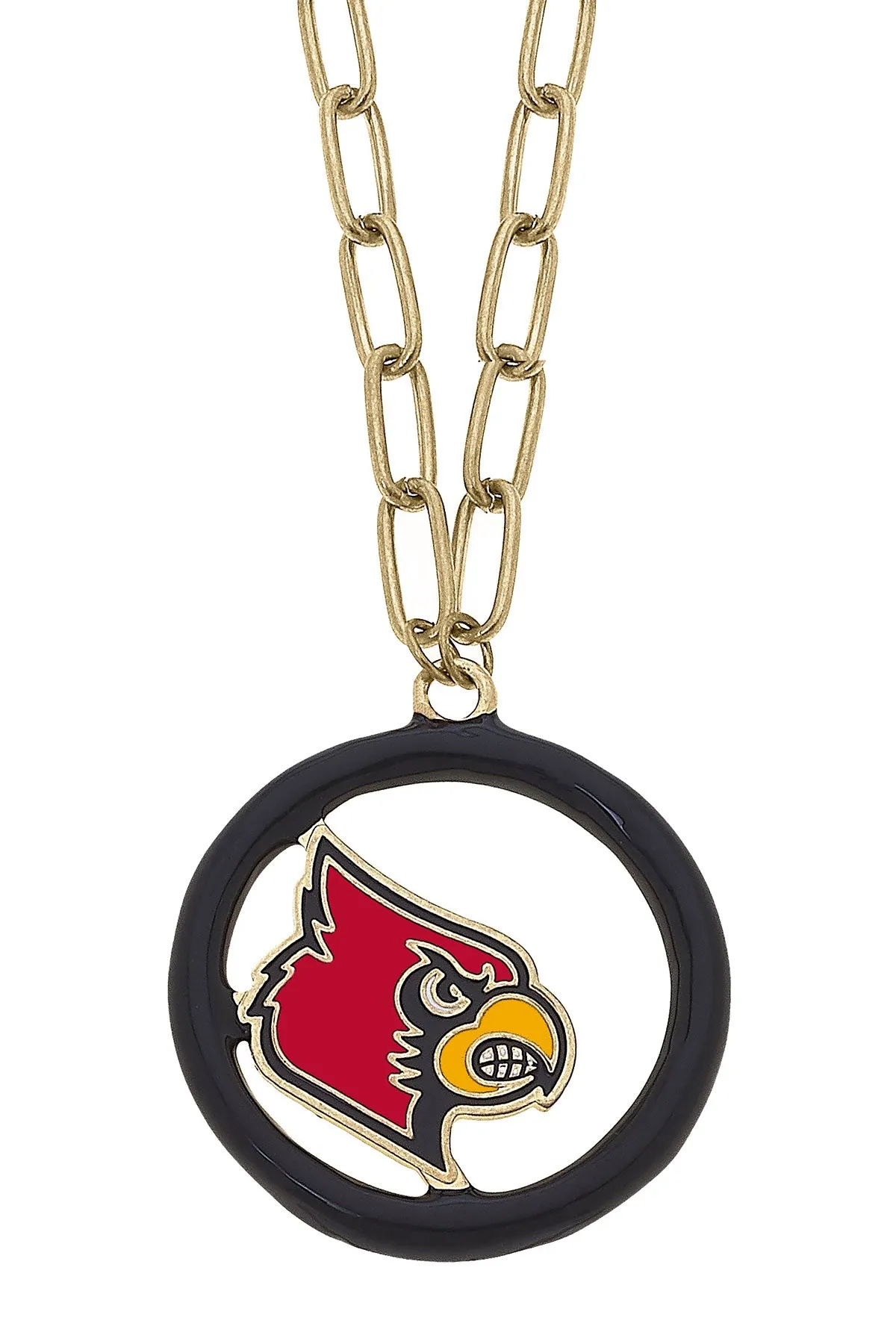 Louisville Cardinals Logo Enamel Medallion 32" Necklace in Red/Black sold by Canvas Style