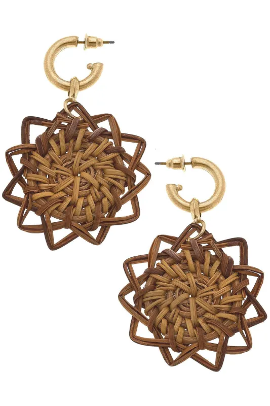 Riley Wicker Drop Hoop Earrings in Brown - FINAL SALE sold by Canvas Style