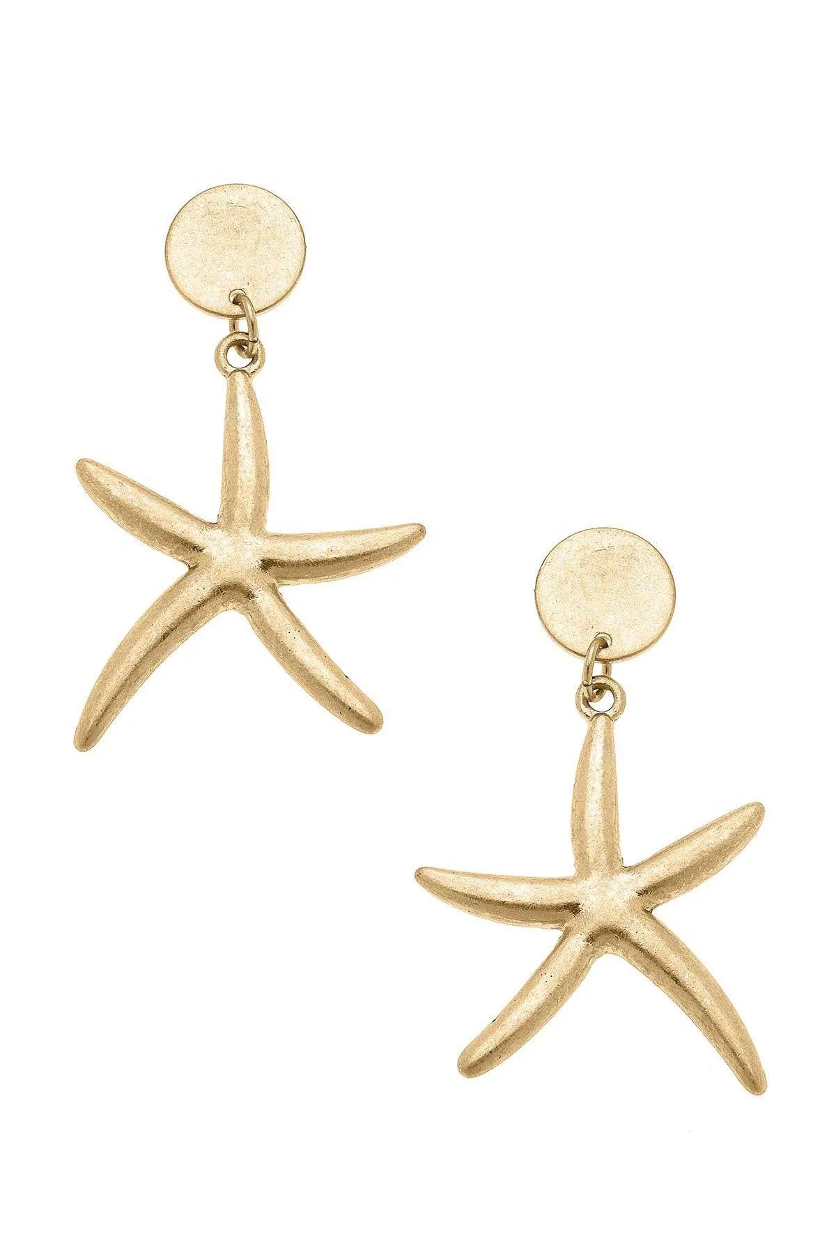 Starfish Statement Earrings in Worn Gold sold by Canvas Style