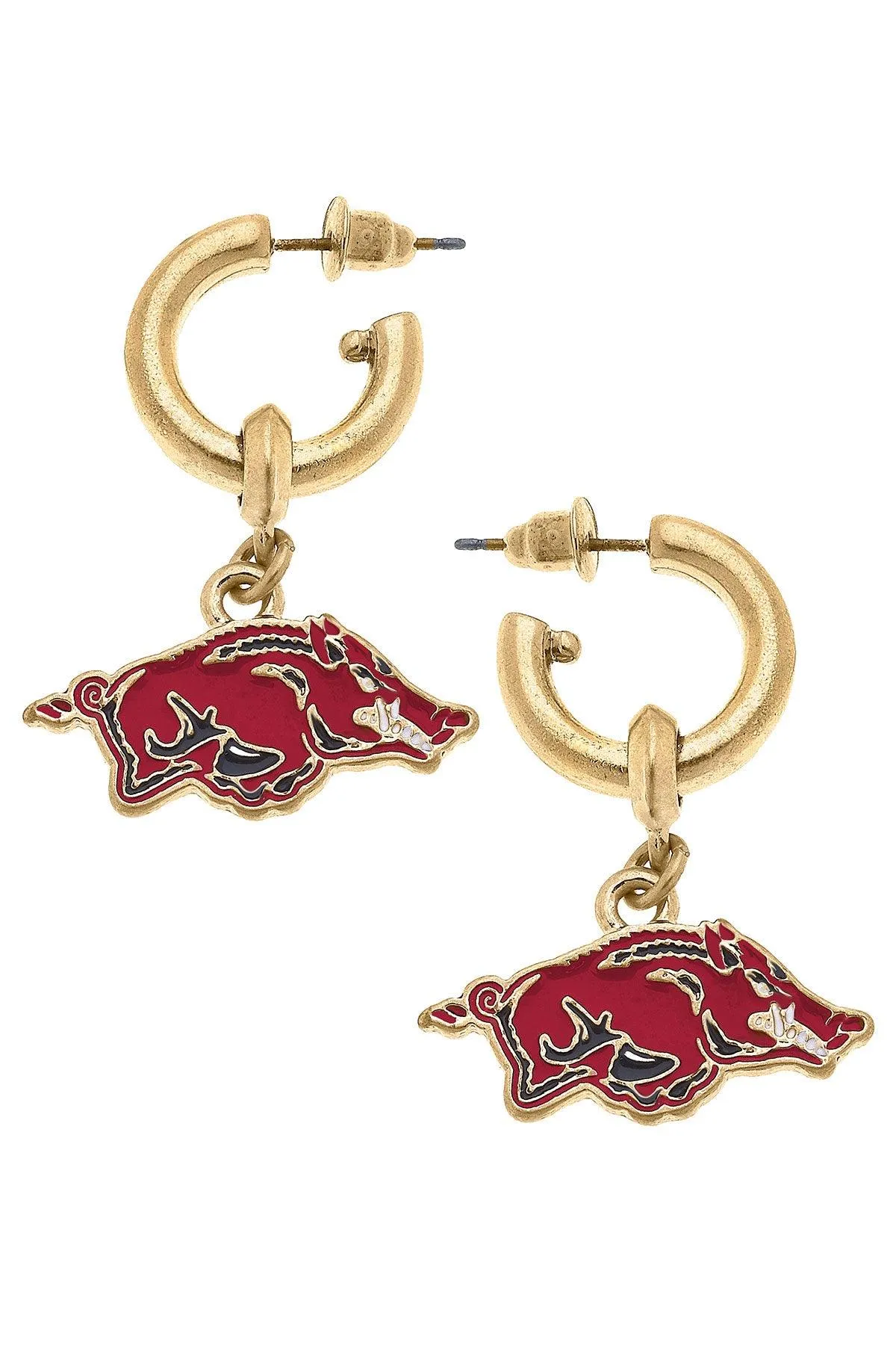 Arkansas Razorbacks Enamel Drop Hoop Earrings sold by Canvas Style