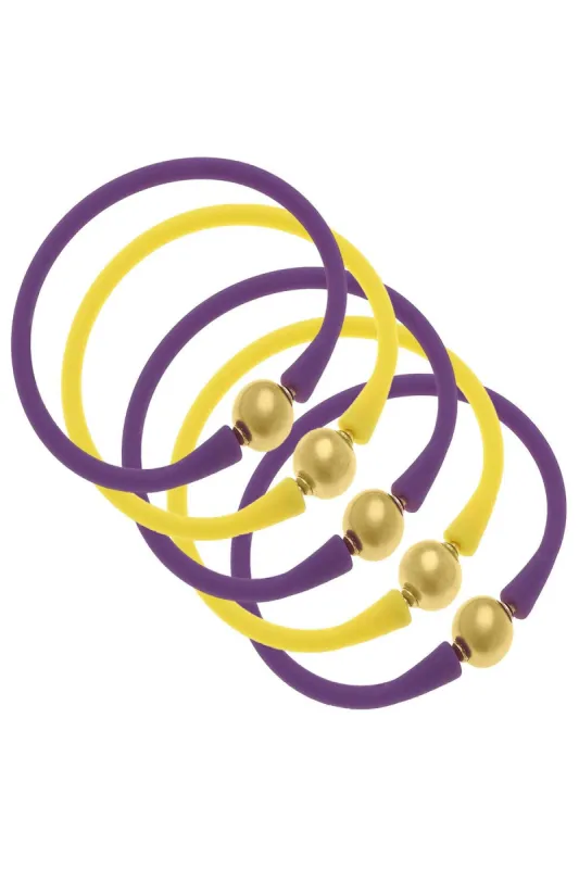 Bali Game Day 24K Gold Bracelet Set of 5 in Purple & Yellow - FINAL SALE sold by Canvas Style