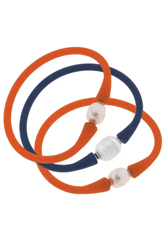 Bali Game Day Bracelet Set of 3 in Orange & Navy - FINAL SALE sold by Canvas Style