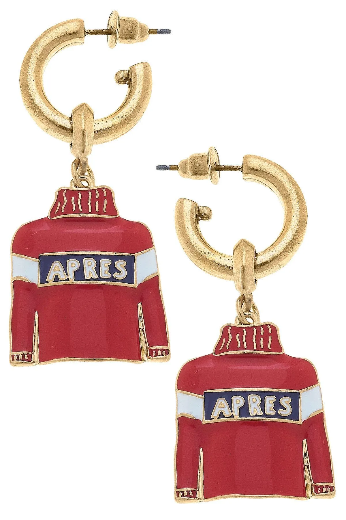 Aspen Après-Ski Sweater Drop Hoop Enamel Earrings - FINAL SALE sold by Canvas Style