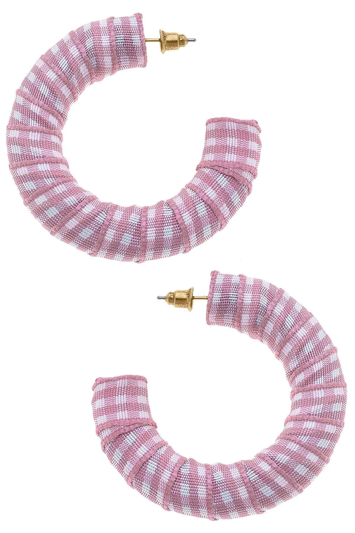 Reese Gingham Statement Hoop Earrings in Pink sold by Canvas Style