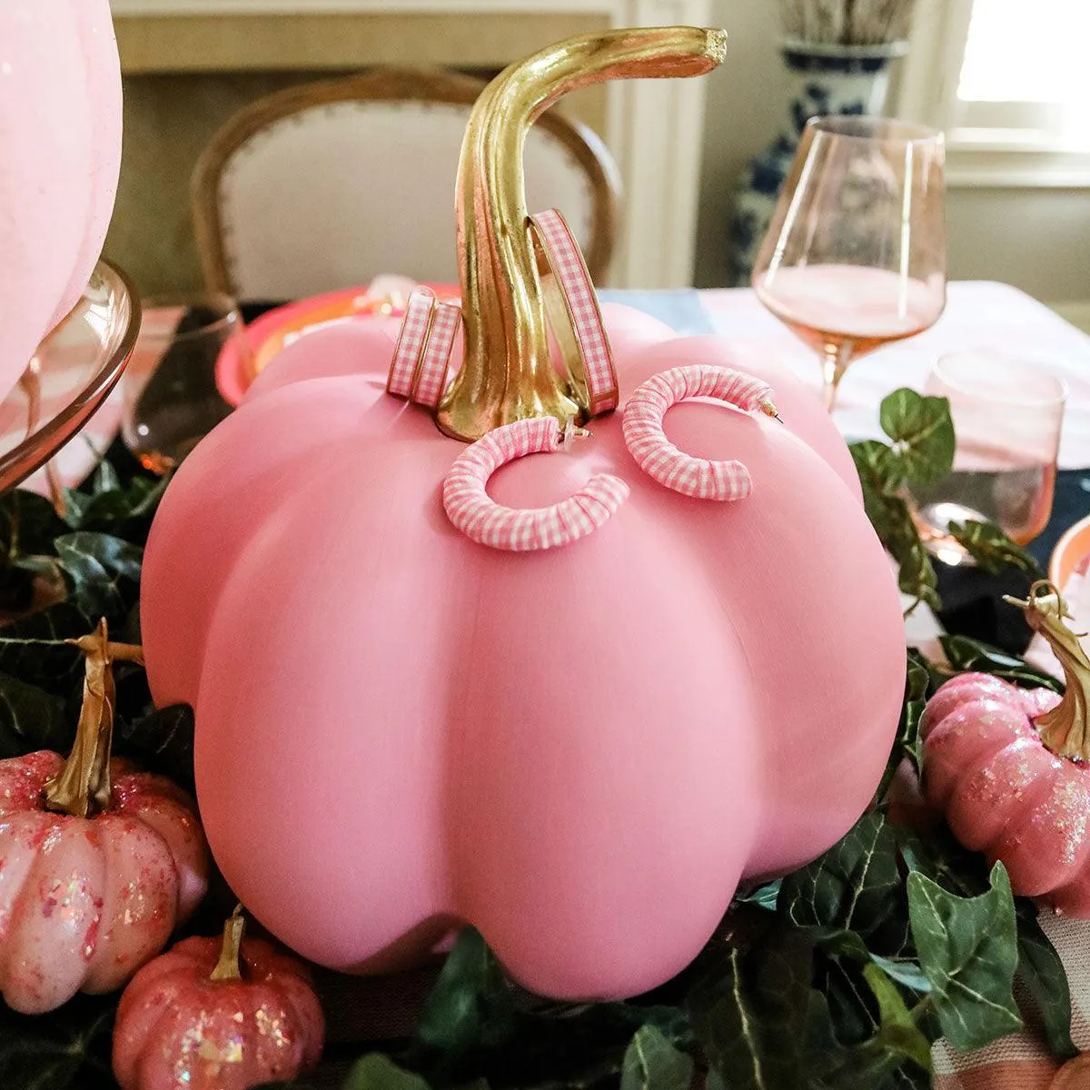 Reese Gingham Statement Hoop Earrings in Pink sold by Canvas Style product image thumbnail 2