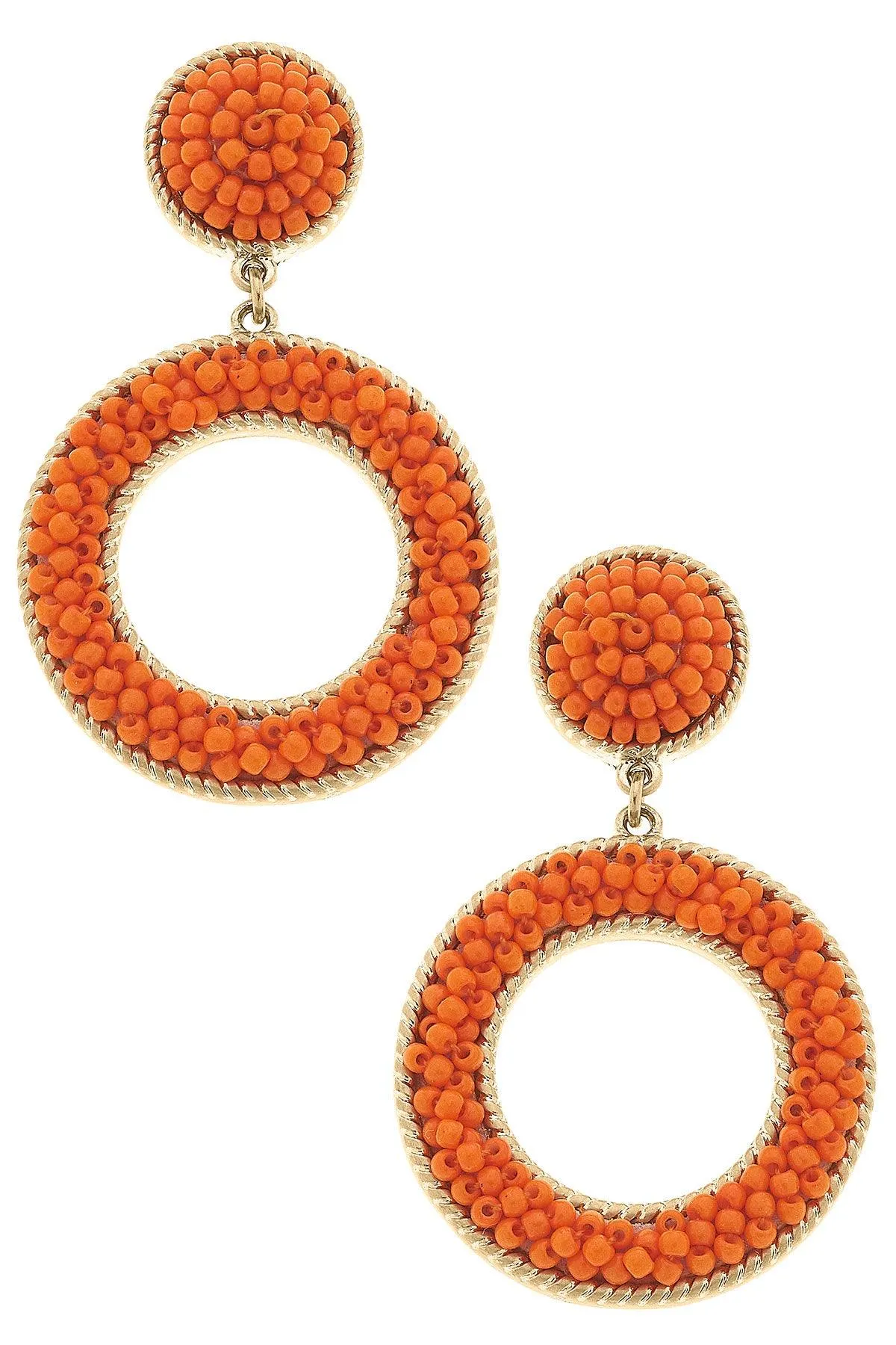 Talulah Beaded Circle Drop Earrings in Orange sold by Canvas Style