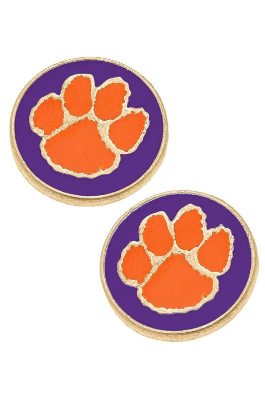 Clemson Tigers Enamel Disc Stud Earrings - FINAL SALE sold by Canvas Style