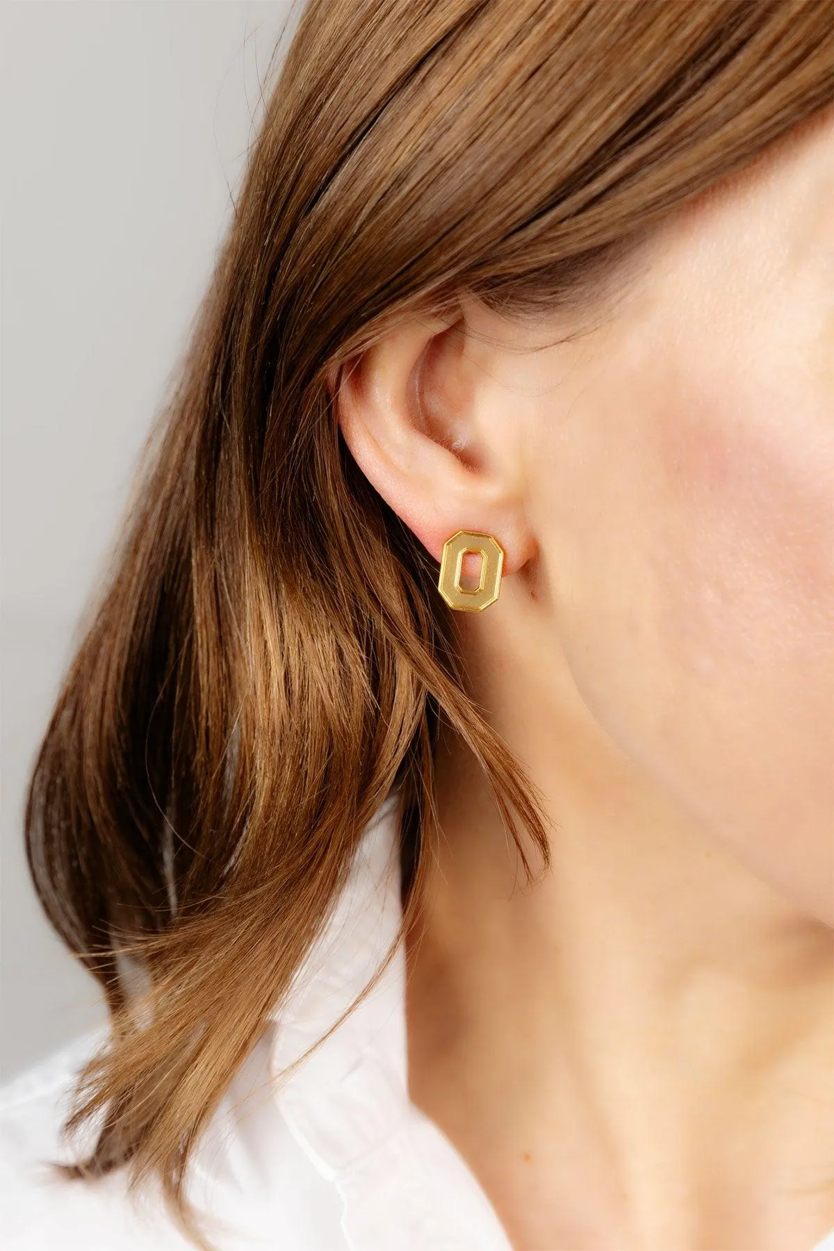 Ohio State Buckeyes 24K Gold Plated Stud Earrings sold by Canvas Style product image thumbnail 3