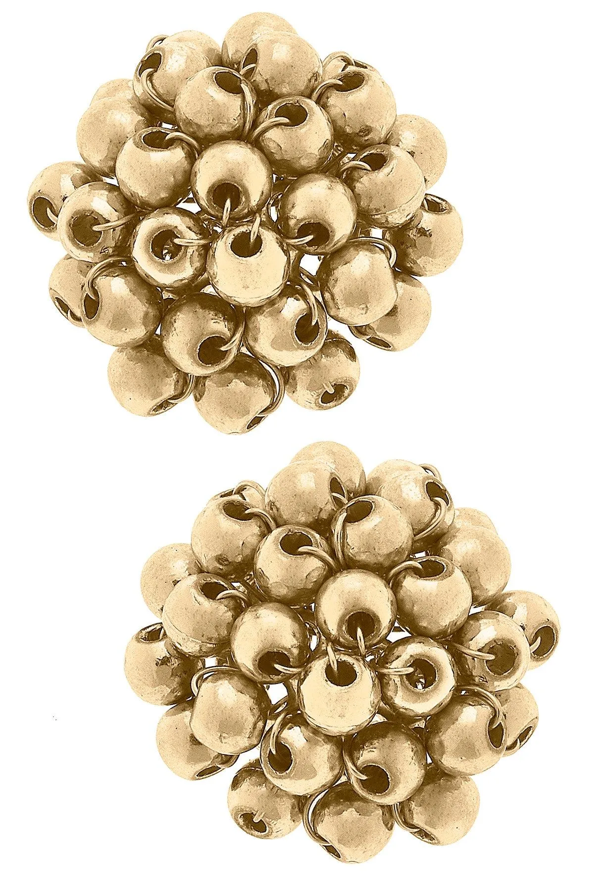 Jolene Seed Bead Statement Stud Earrings in Worn Gold sold by Canvas Style