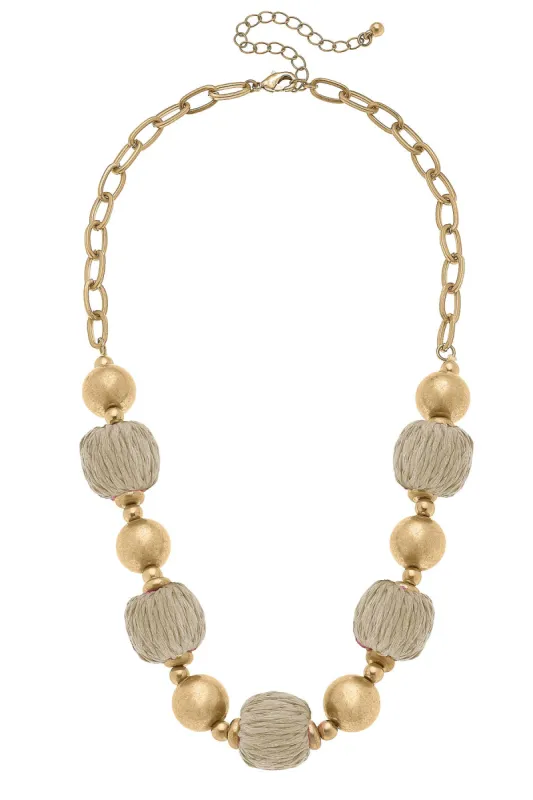 Barbados Raffia and Ball Bead Necklace - FINAL SALE sold by Canvas Style