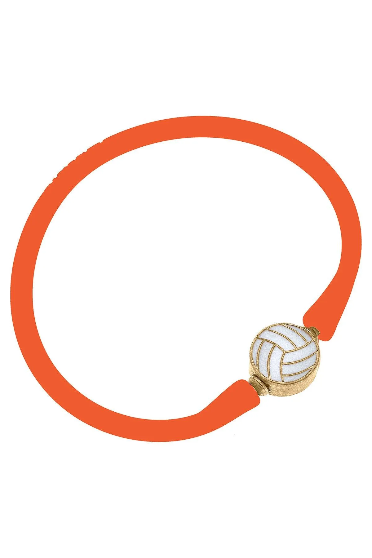 Enamel Volleyball Silicone Bali Bracelet in Orange sold by Canvas Style