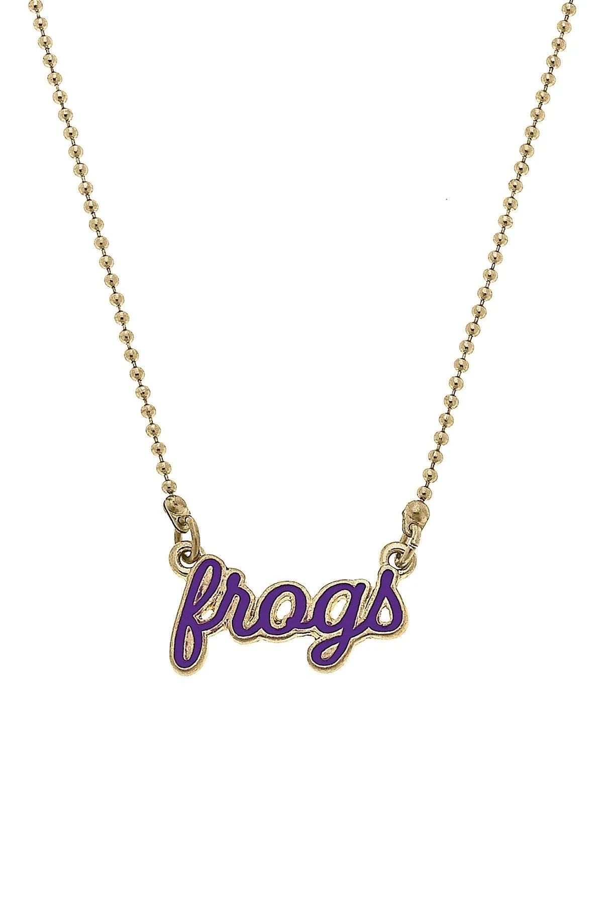 TCU Horned Frogs Enamel Script Necklace sold by Canvas Style