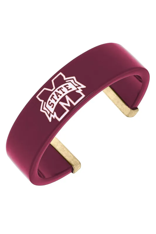Mississippi State Bulldogs Resin Logo Cuff Bracelet sold by Canvas Style