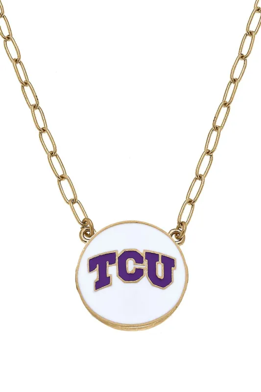 TCU Horned Frogs Enamel Disc Pendant Necklace - FINAL SALE sold by Canvas Style