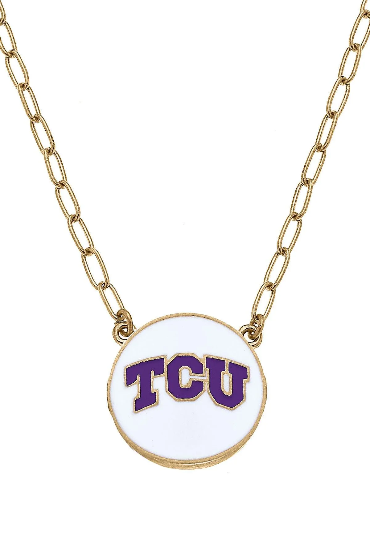 TCU Horned Frogs Enamel Disc Pendant Necklace - FINAL SALE sold by Canvas Style