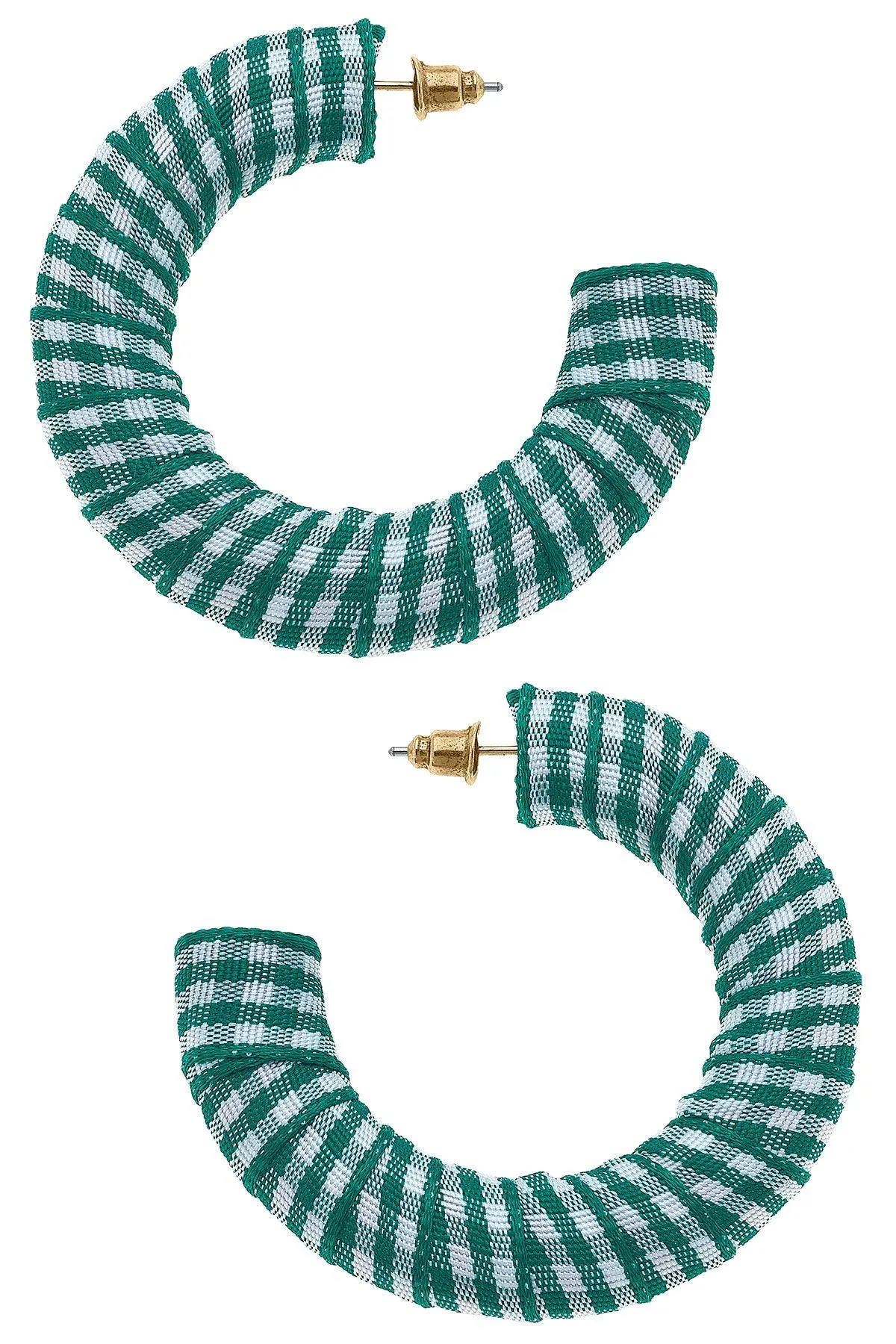Reese Gingham Statement Hoop Earrings in Green sold by Canvas Style