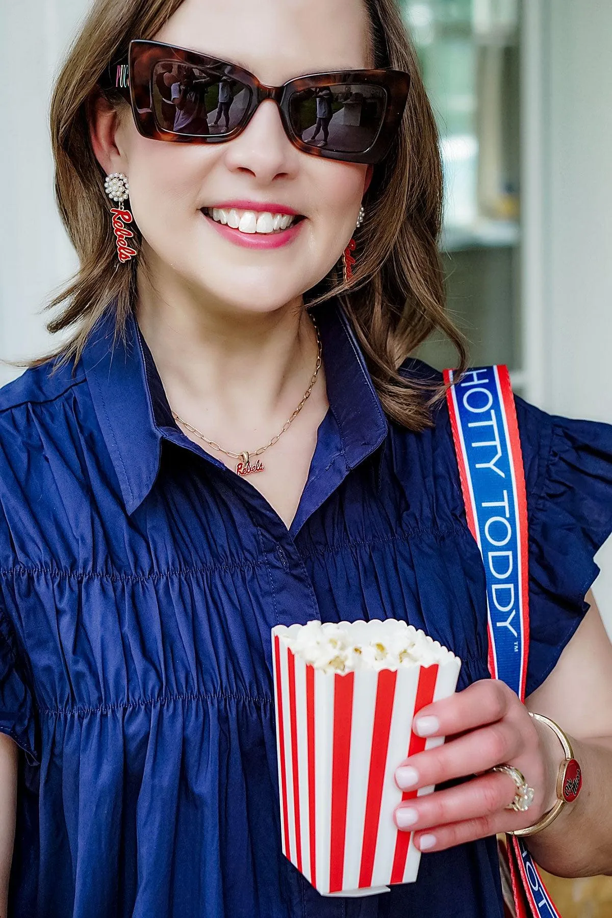 Ole Miss Rebels Pearl Cluster Enamel Drop Earrings - FINAL SALE sold by Canvas Style product image thumbnail 2