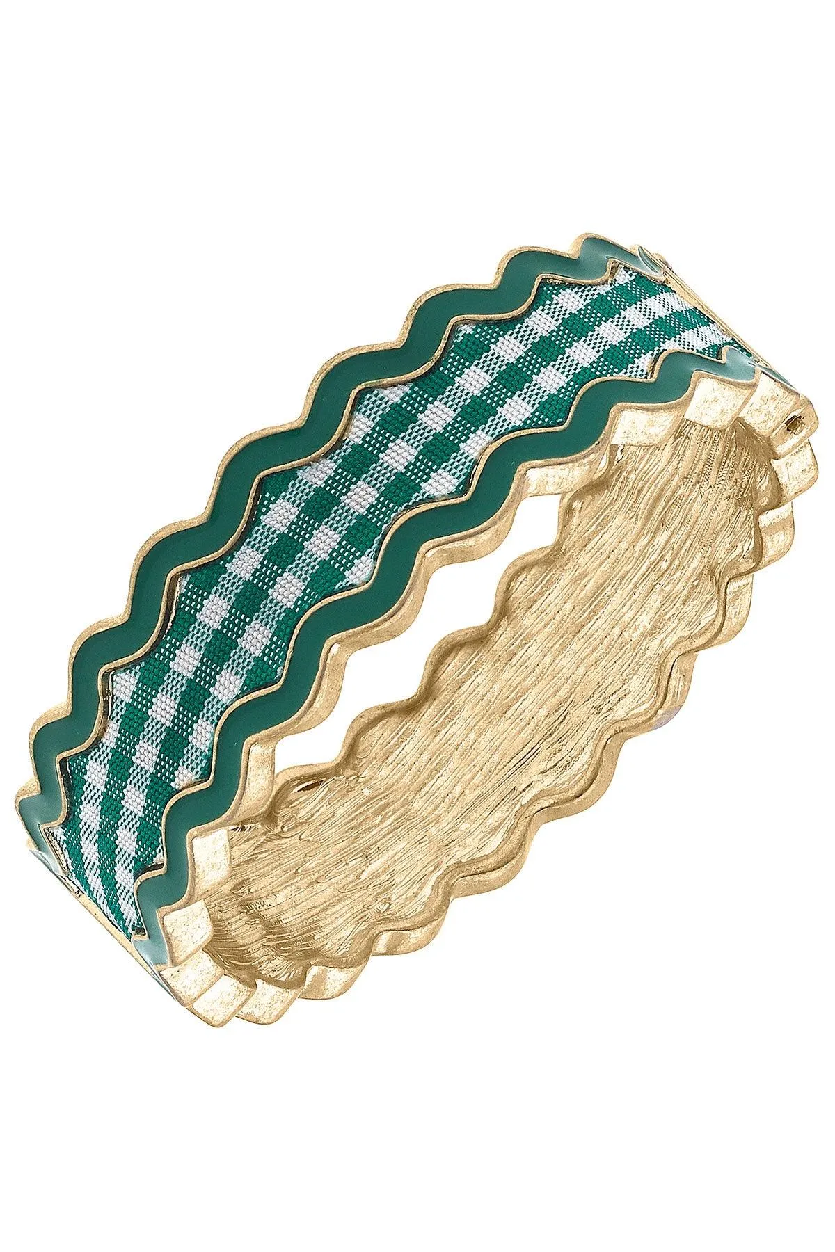 Annalise Gingham Statement Bangle in Green sold by Canvas Style