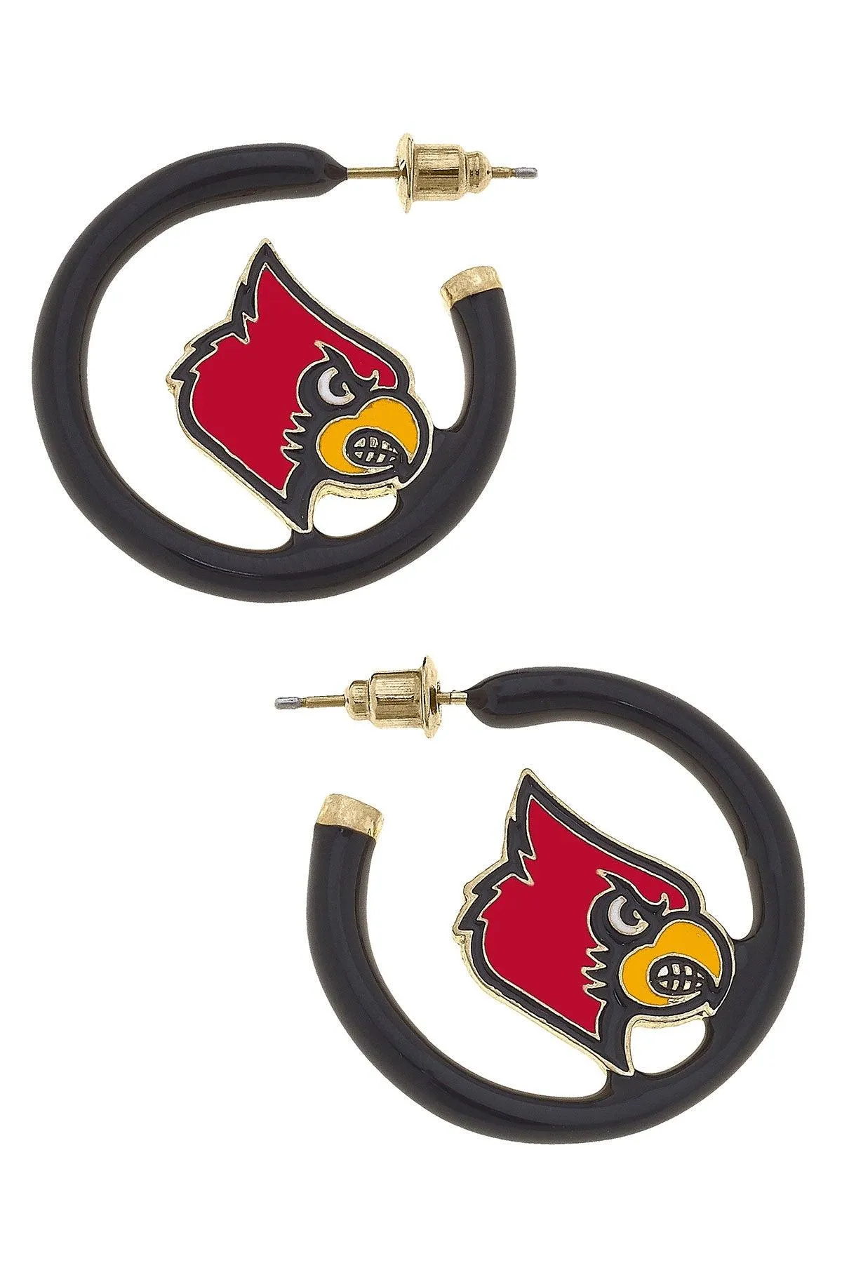 Louisville Cardinals Enamel Logo Earrings in Red/Black sold by Canvas Style