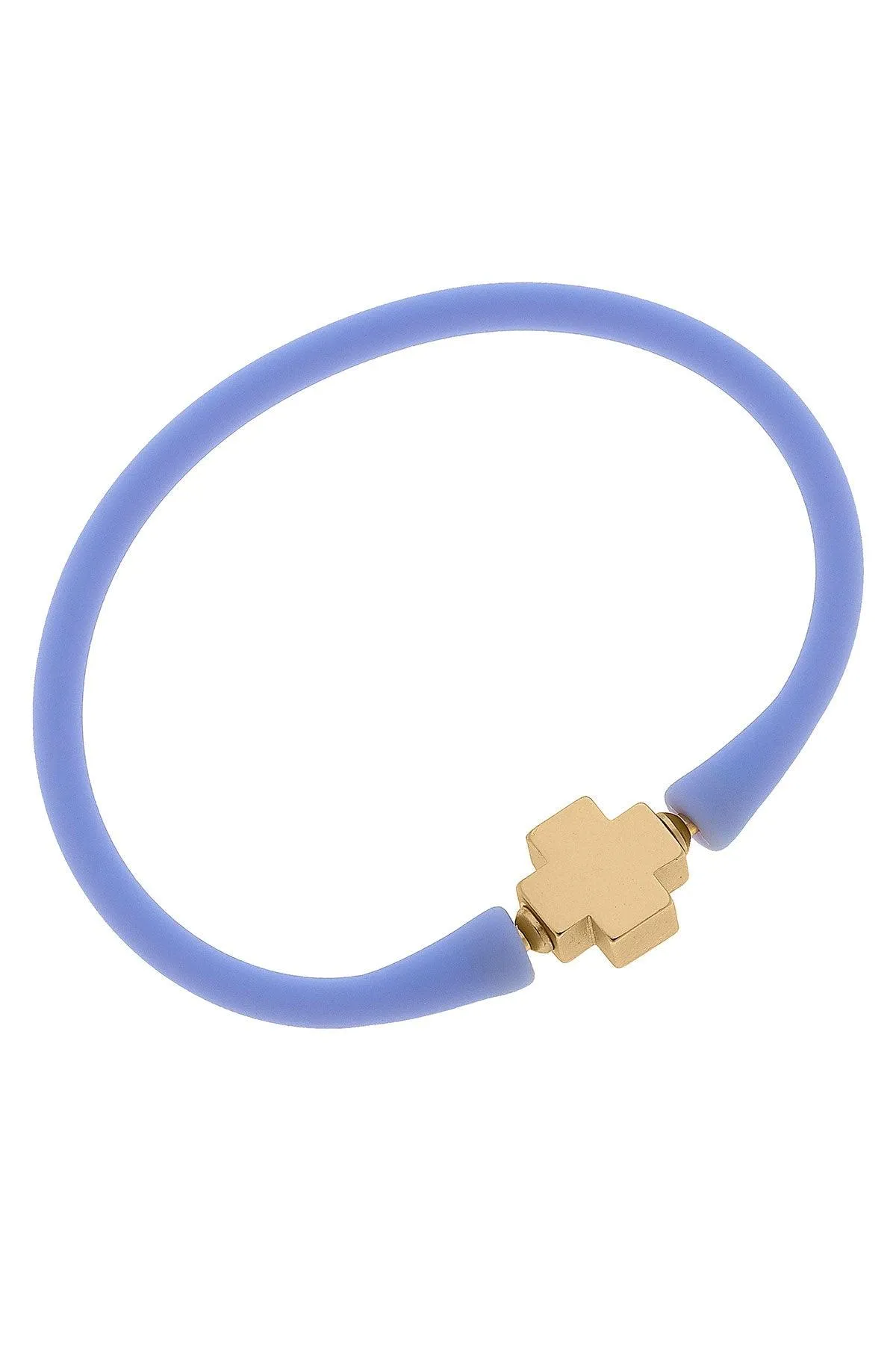 Bali 24K Gold Plated Cross Bead Silicone Bracelet in Lilac sold by Canvas Style