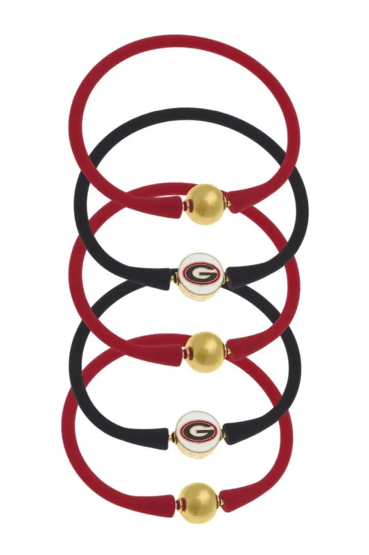 Georgia Bulldogs 24K Gold Plated Bali Bracelet Stack (Set of 5) sold by Canvas Style
