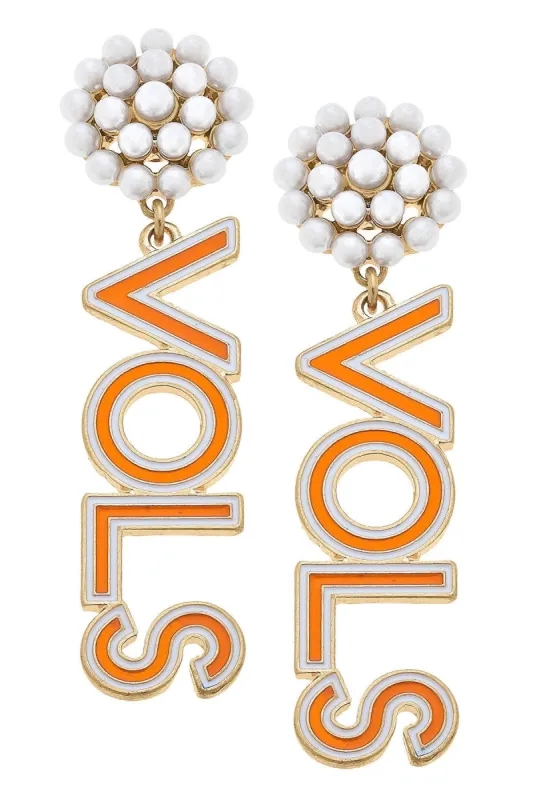 Tennessee Volunteers Pearl Cluster Outline Enamel Drop Hoop sold by Canvas Style