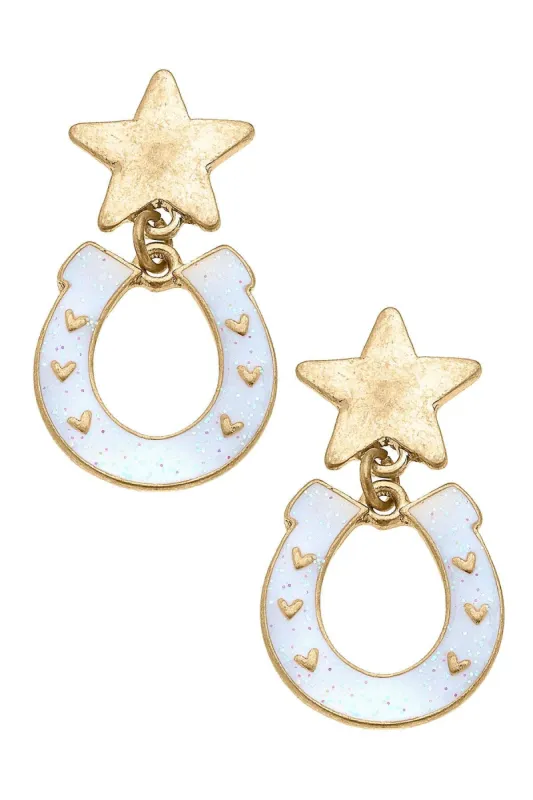 Lucky Stars Enamel Horseshoe Earrings sold by Canvas Style