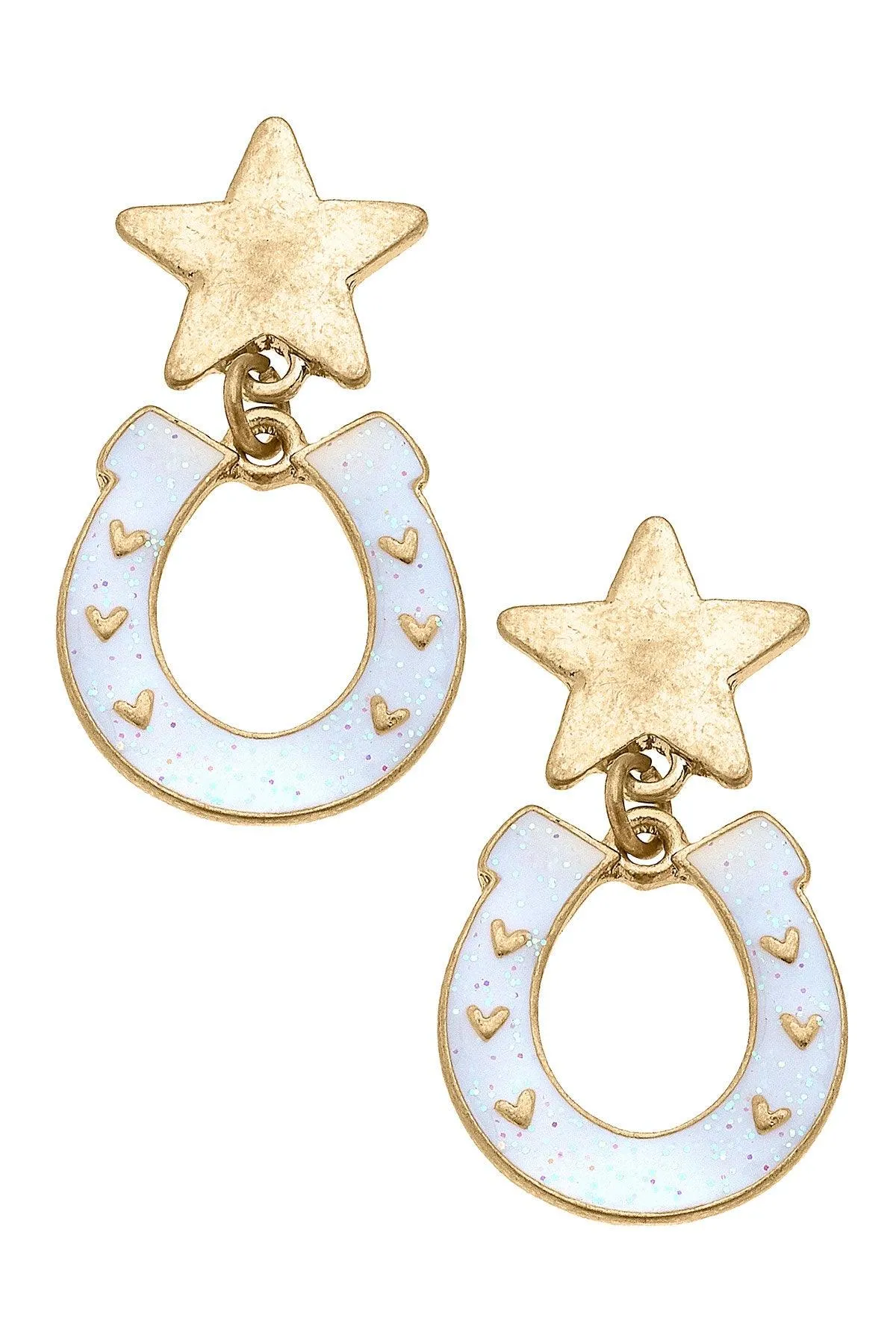 Lucky Stars Enamel Horseshoe Earrings sold by Canvas Style