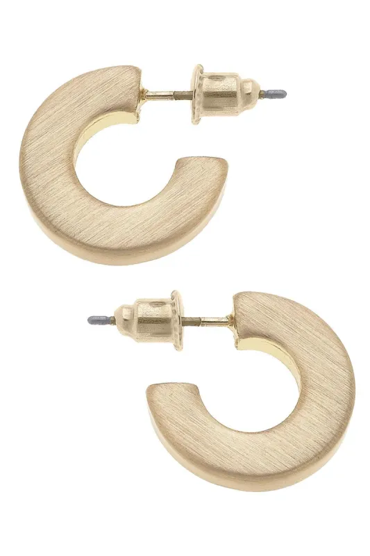 Emmy Small Flat Hoop Earrings in Satin Gold made by Canvas Style