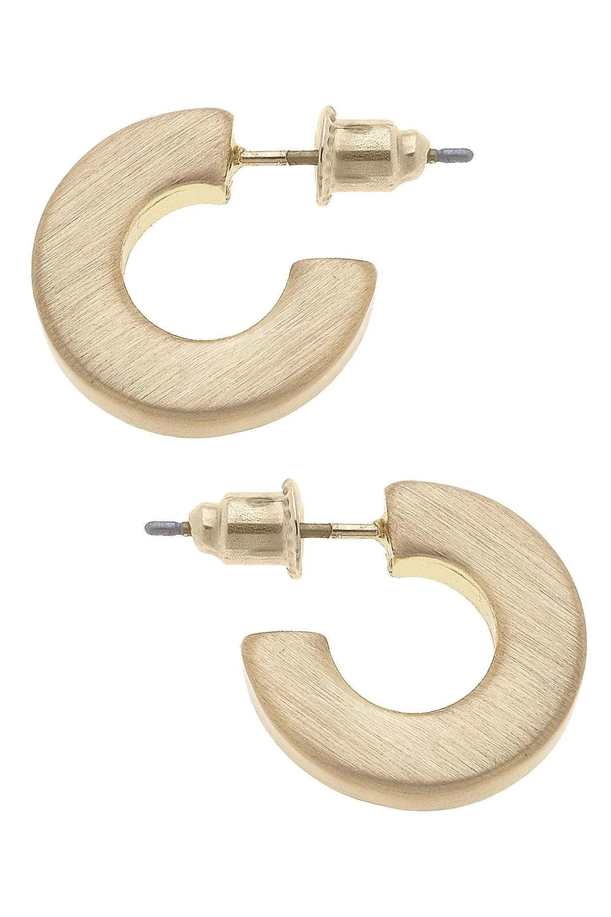 Emmy Small Flat Hoop Earrings in Satin Gold sold by Canvas Style