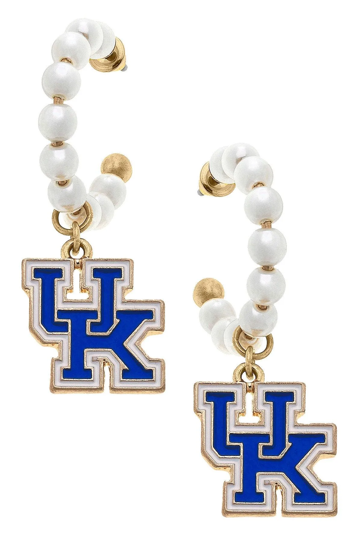 Kentucky Wildcats Pearl Hoop Enamel Drop Earrings sold by Canvas Style
