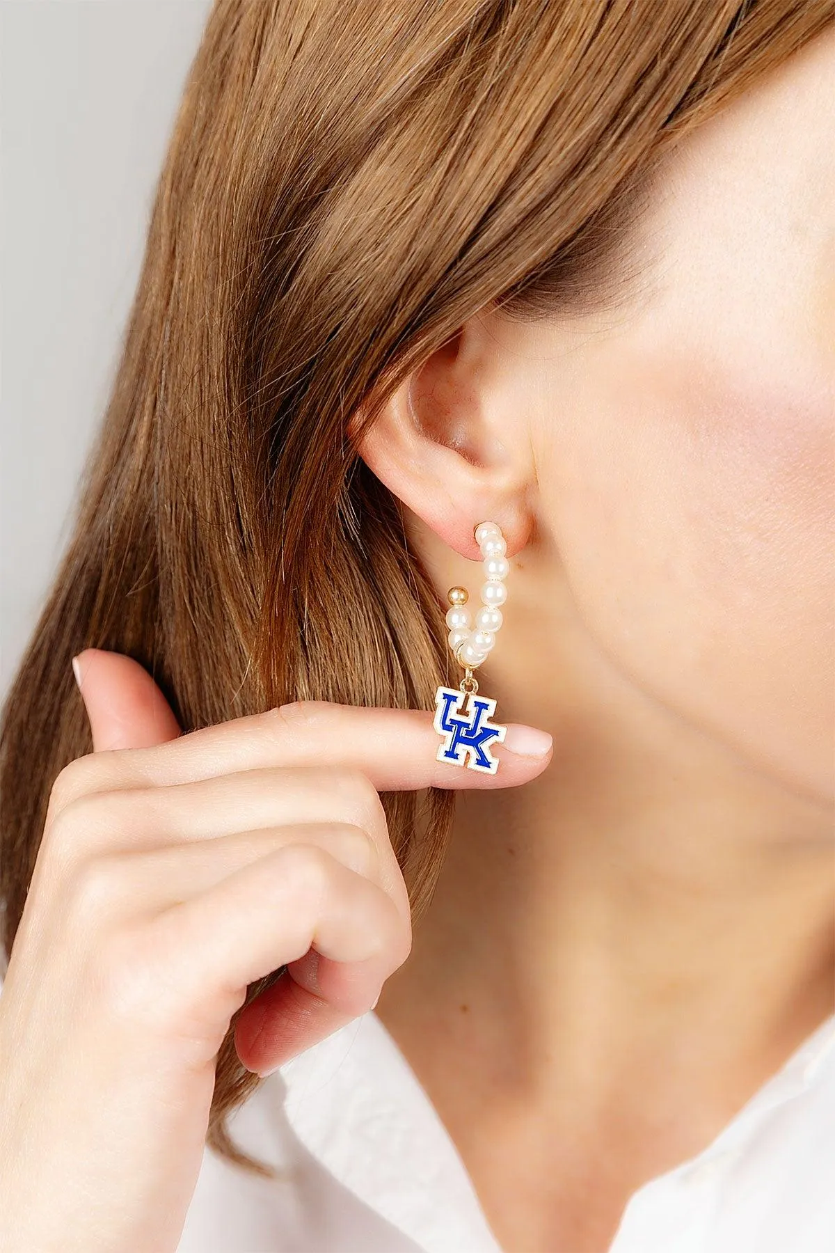 Kentucky Wildcats Pearl Hoop Enamel Drop Earrings sold by Canvas Style product image thumbnail 2
