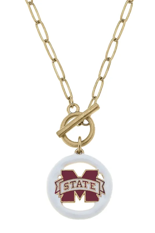 Mississippi State Bulldogs Logo Enamel T-Bar 16" Necklace sold by Canvas Style