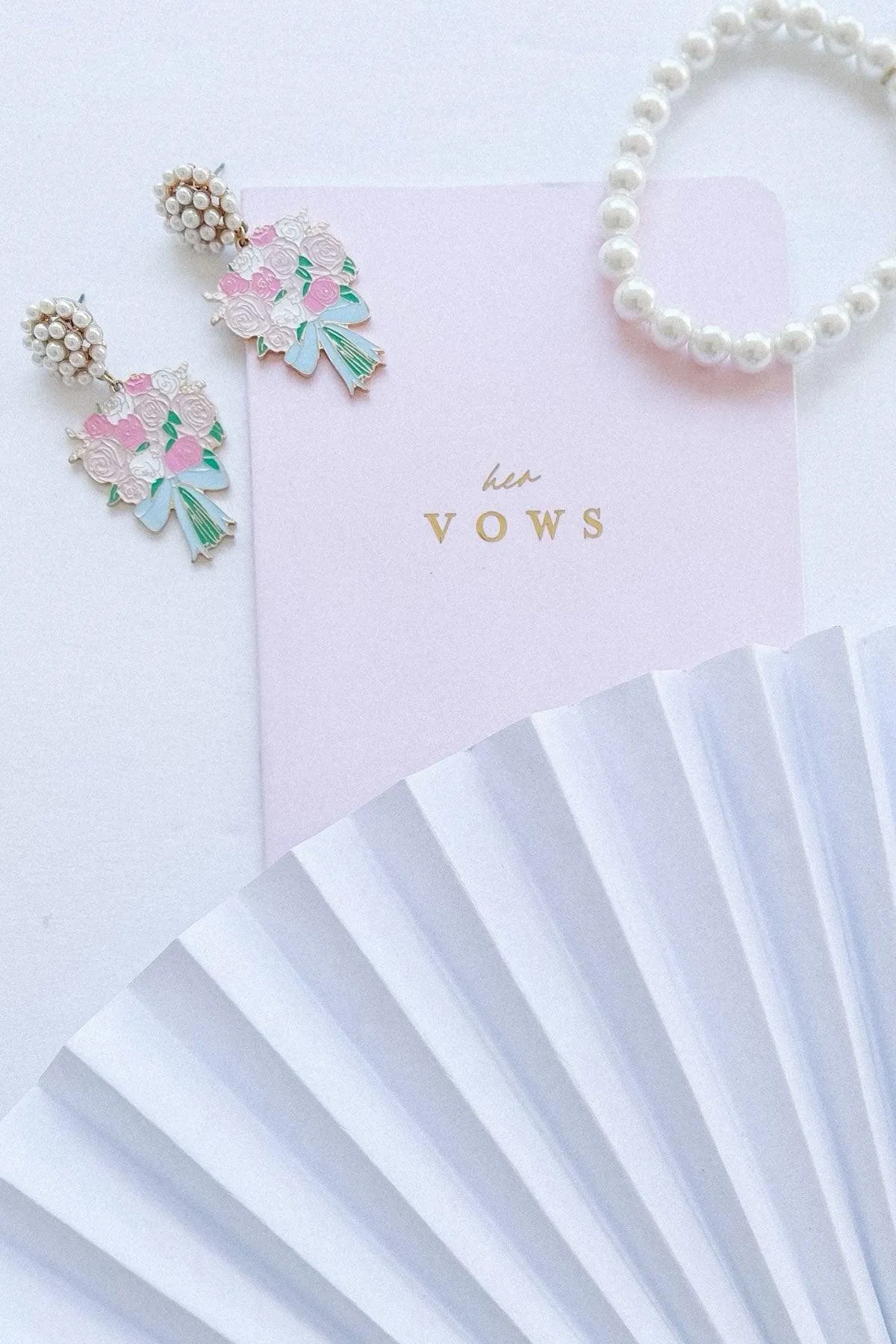 Laney Enamel Bridal Bouquet & Pearl Cluster Earrings in Pink & Blue sold by Canvas Style product image thumbnail 2