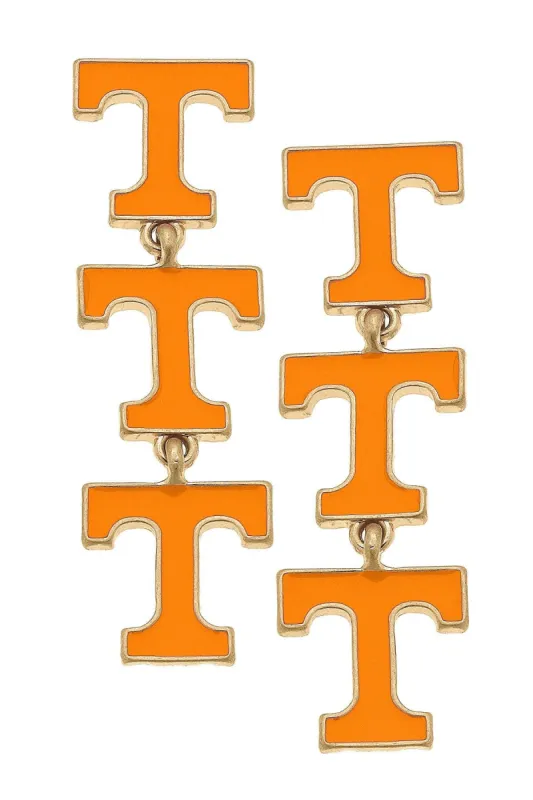 Tennessee Volunteers Triple Drop Enamel Earrings - FINAL SALE sold by Canvas Style