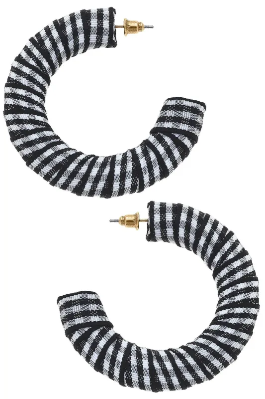 Reese Gingham Statement Hoop Earrings in Black sold by Canvas Style