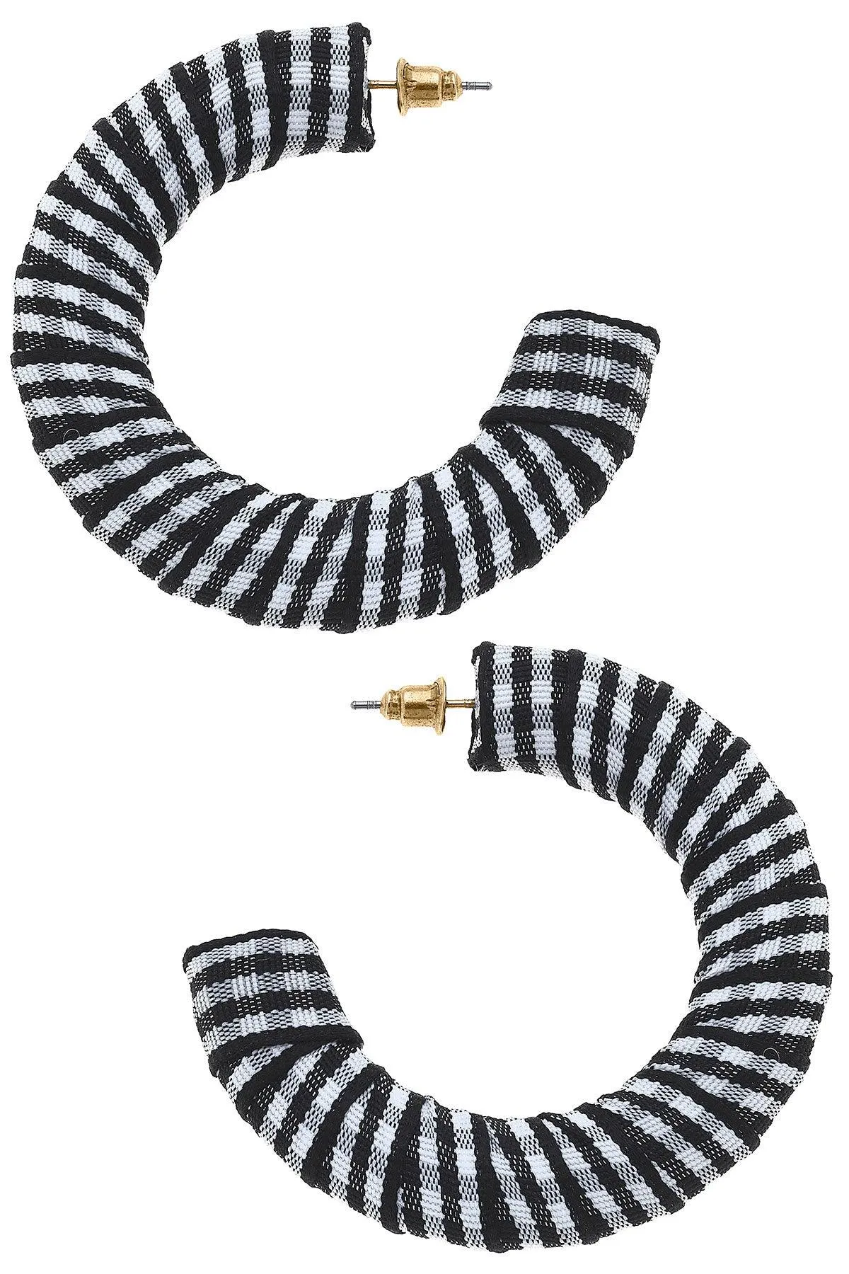 Reese Gingham Statement Hoop Earrings in Black sold by Canvas Style