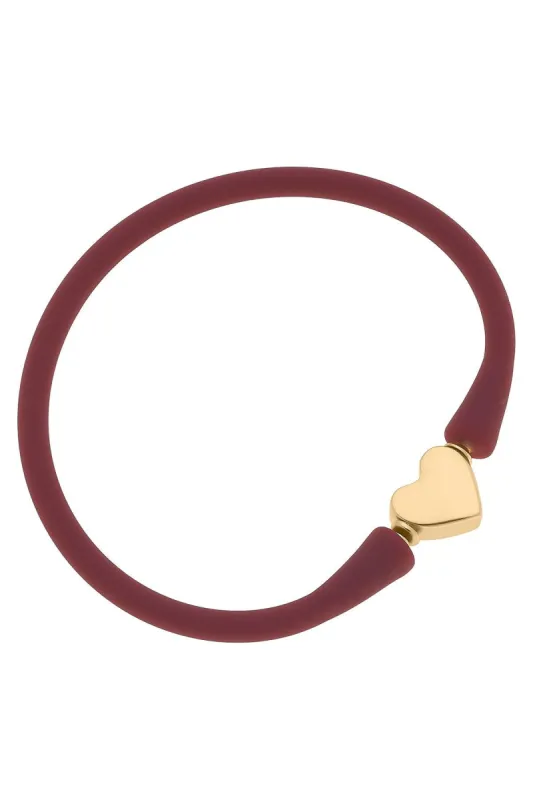 Bali Heart Bead Silicone Bracelet in Burgundy - FINAL SALE sold by Canvas Style
